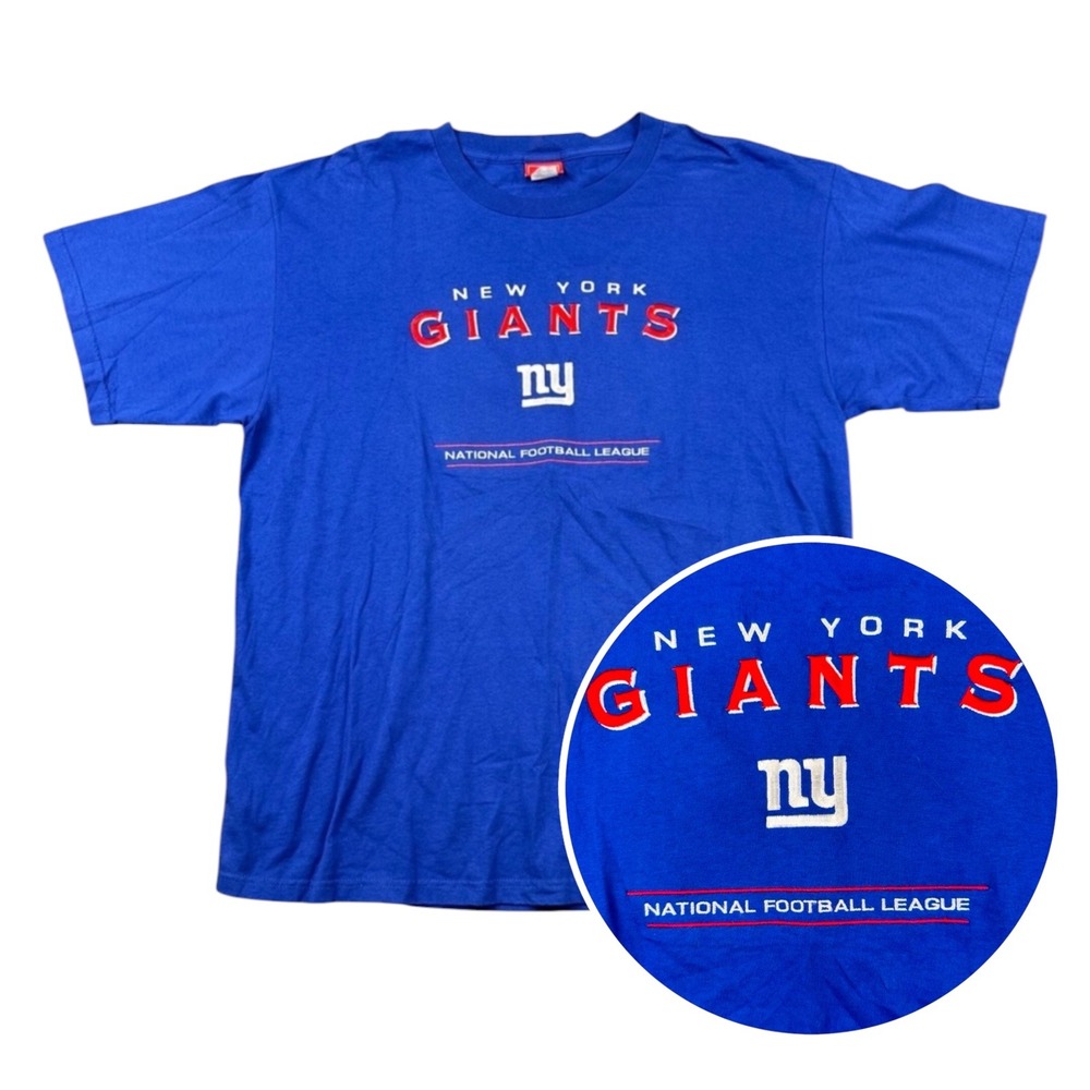 Vintage NFL New York Giants T-Shirt Mens XL 2003 Y2K Royal Blue Embroidered - Picture 1 of 12
